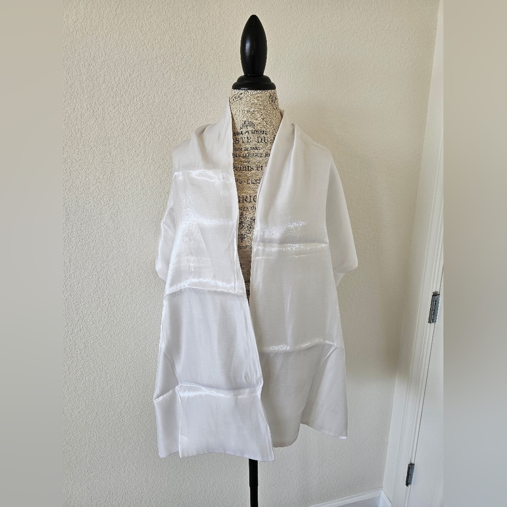 Soft White Dress Scarf by Cejon Smooth Finish Lightweight Wrap